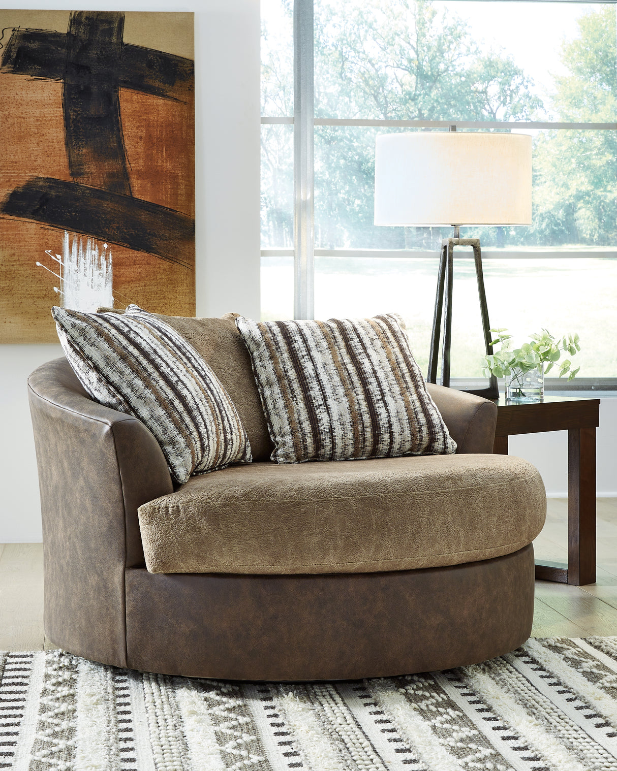 Furniture City Biloxi - Ashley Furniture - Alesbury Living Room - Oversized Swivel Accent Chair / Chocolate - 1870421