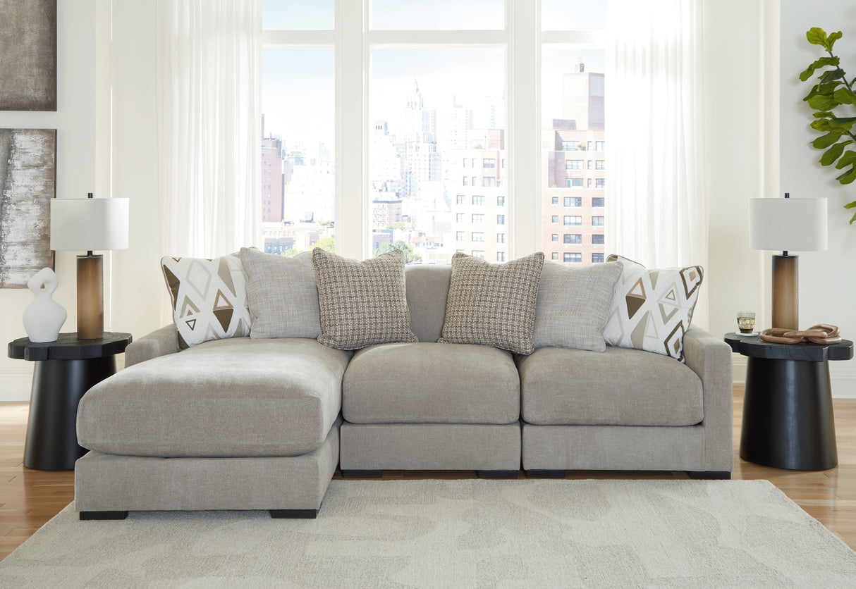 Furniture City Biloxi - Ashley Furniture - Aslan Court Sectional - RAF 3-Piece Sofa Sectional with Chaise / Flax - 20305S3