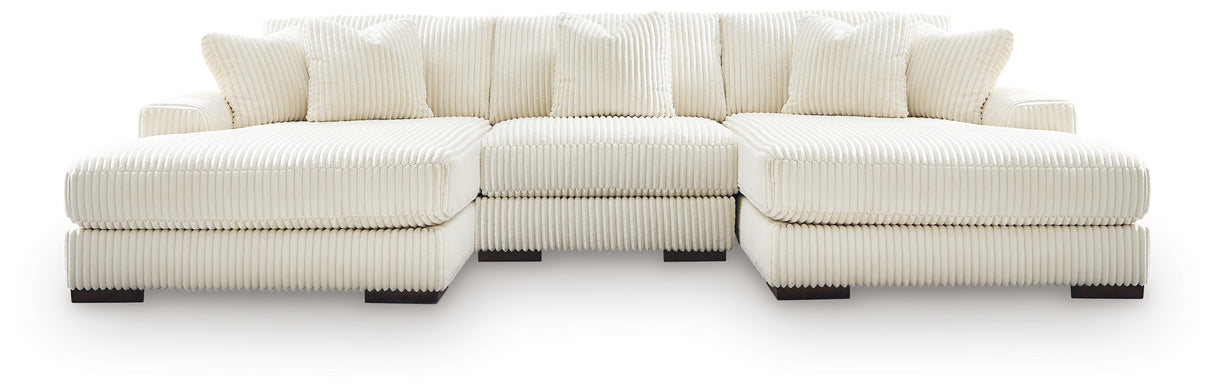 Furniture City Biloxi - Ashley Furniture - Lindyn Sectional - RAF 3-Piece Sectional with Double Chaise / Ivory - 21104S18
