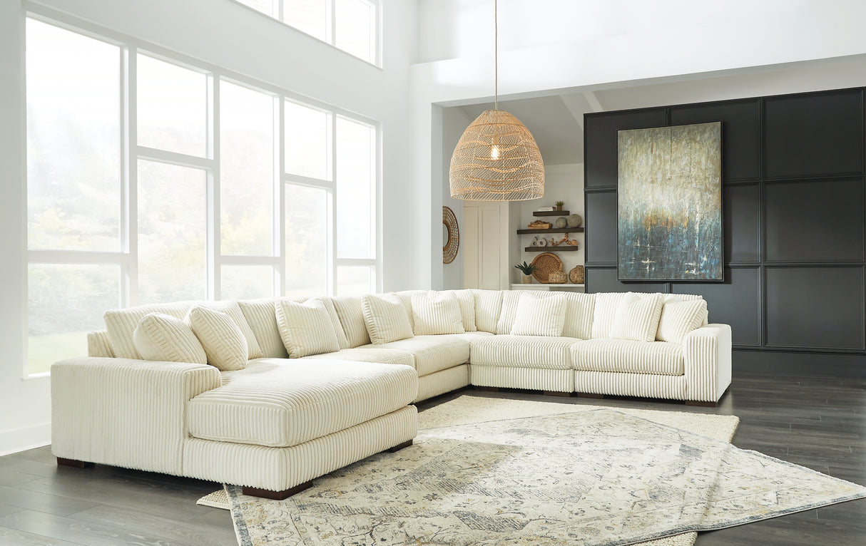 Furniture City Biloxi - Ashley Furniture - Lindyn Sectional - RAF 6-Piece Sectional with Chaise / Ivory - 21104S11
