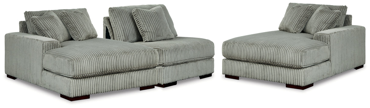 Furniture City Biloxi - Ashley Furniture - Lindyn Sectional - RAF 3-Piece Sectional with Double Chaise / Fog - 21105S18
