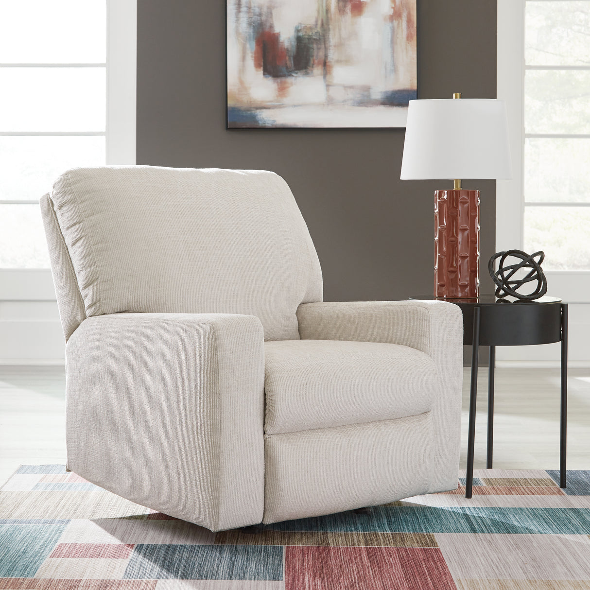 Furniture City Biloxi - Ashley Furniture - Aviemore Living Room - Rocker Recliner / Stone - 2430525