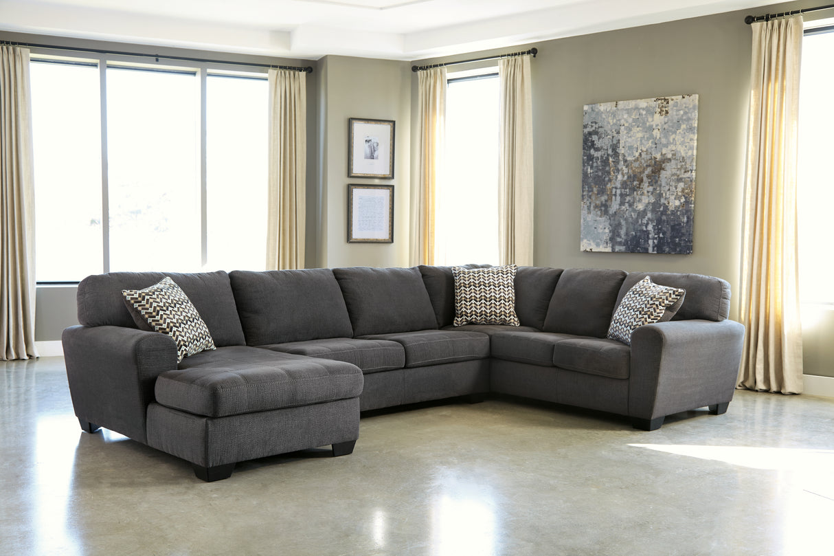 Furniture City Biloxi - Ashley Furniture - Ambee Sectional - RAF 3-Piece Sectional with Chaise / Slate - 28620S1