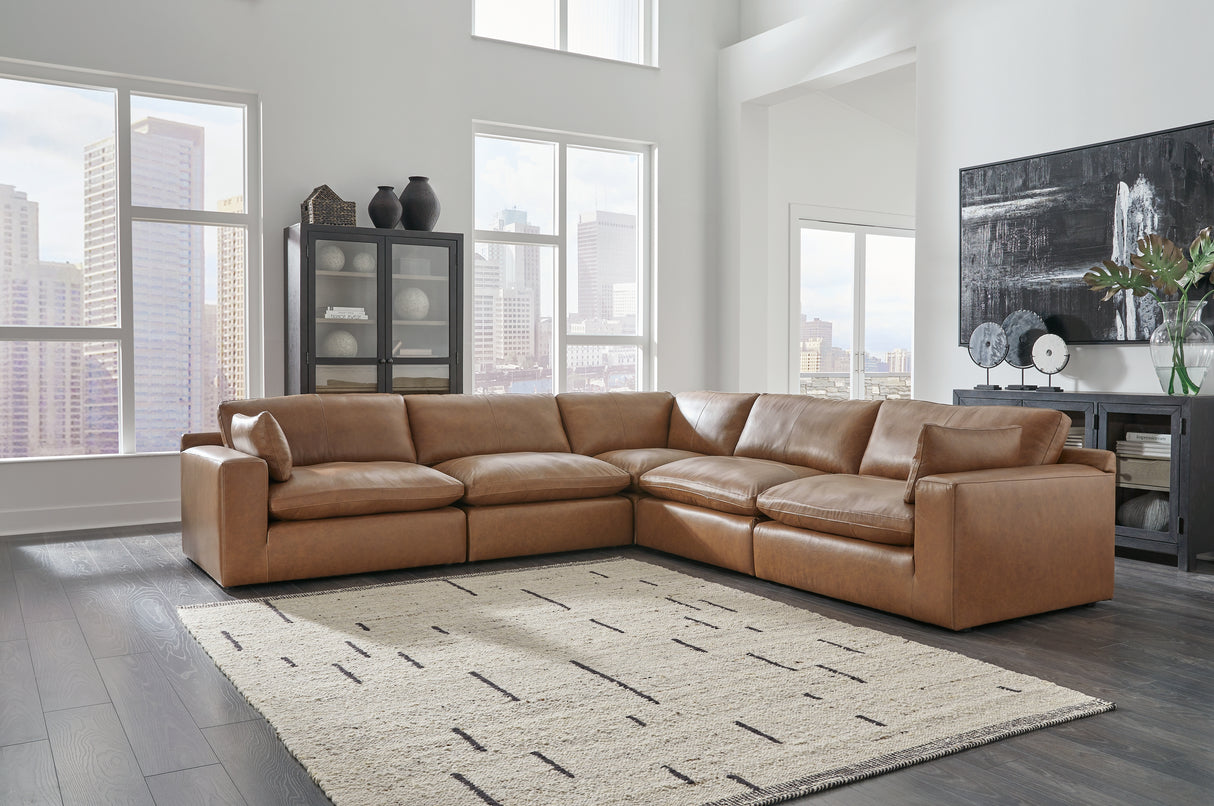 Furniture City Biloxi - Ashley Furniture - Emilia Sectional - RAF 5-Piece Sectional / Caramel - 30901S4