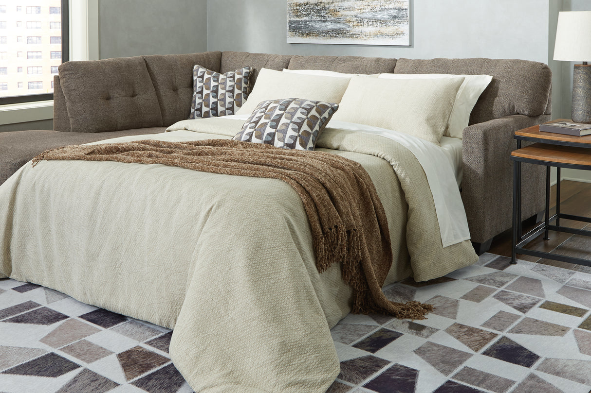 Furniture City Biloxi - Ashley Furniture - Mahoney Sectional - RAF 2-Piece Sleeper Sectional with Chaise / Chocolate - 31005S3
