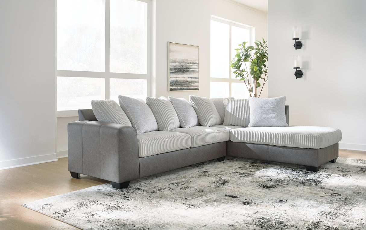 Furniture City Biloxi - Ashley Furniture - Clairette Court Sectional - LAF 2-Piece Sectional with Chaise / Alloy - 31503S2