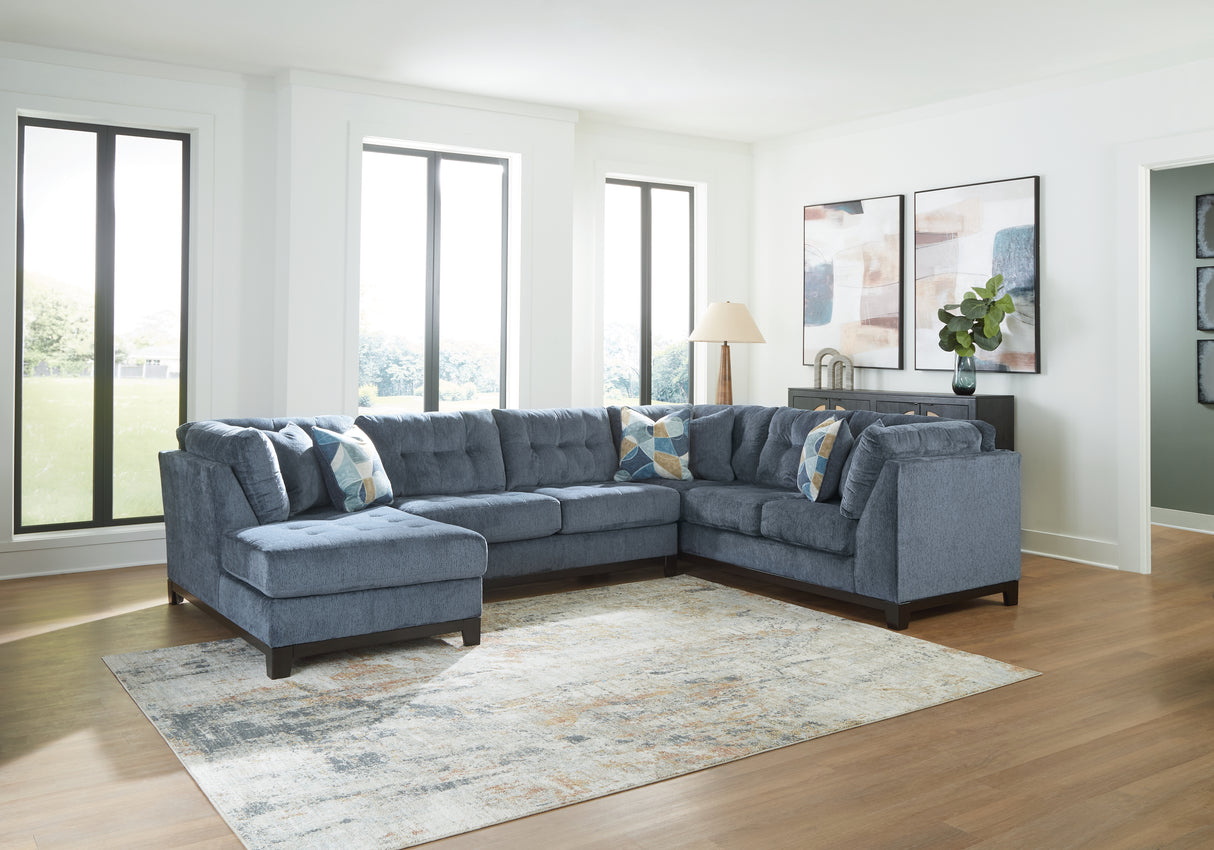 Furniture City Biloxi - Ashley Furniture - Maxon Place Sectional - RAF 3-Piece Sectional with Chaise / Navy - 33003S1