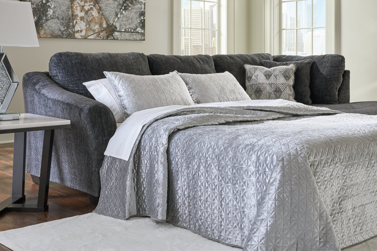 Furniture City Biloxi - Ashley Furniture - Biddeford Sectional - 2-Piece Sleeper Sectional with Chaise / Shadow - 35504S4