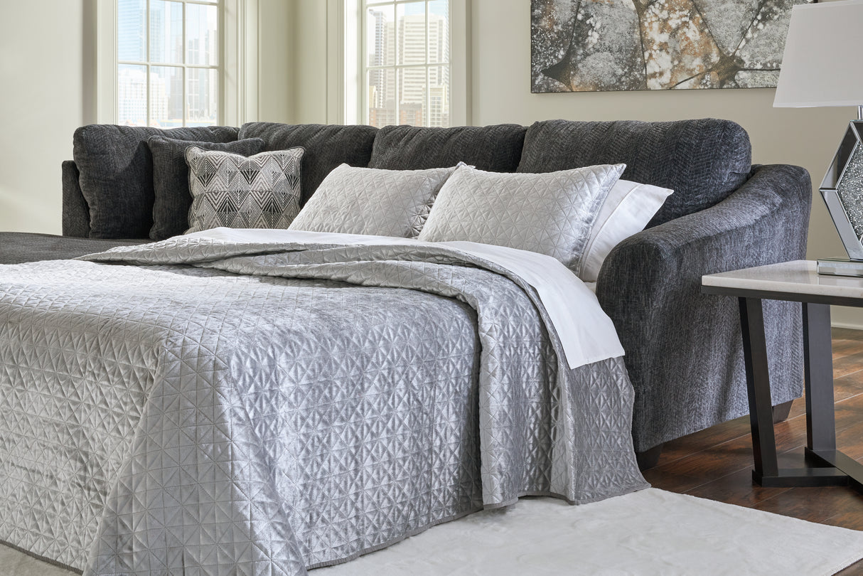 Furniture City Biloxi - Ashley Furniture - Biddeford Sectional - RAF 2-Piece Sleeper Sectional with Chaise / Shadow - 35504S3