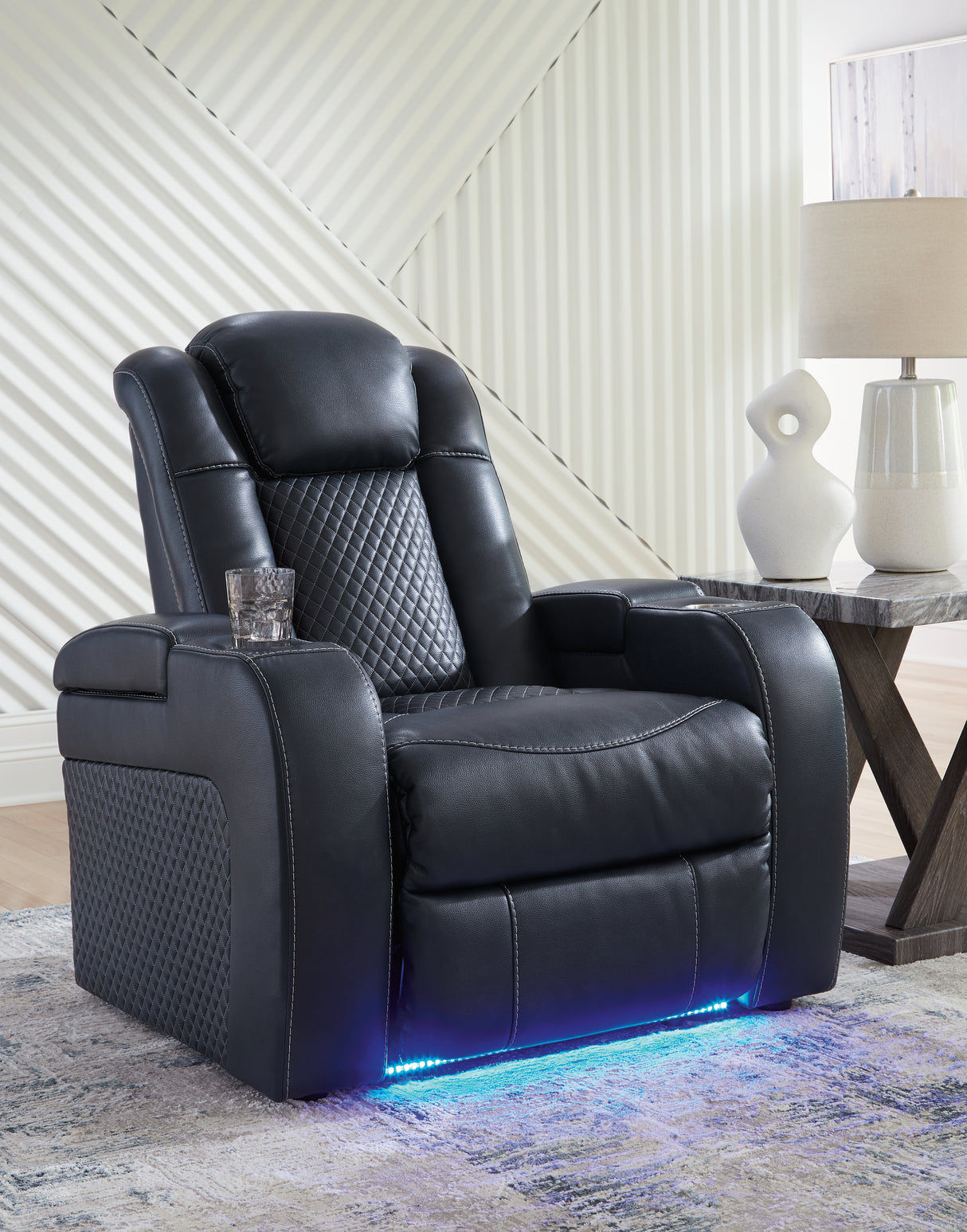 Furniture City Biloxi - Ashley Furniture - Fyne-Dyme Living Room - PWR Recliner/ADJ Headrest / Sapphire - 3660313
