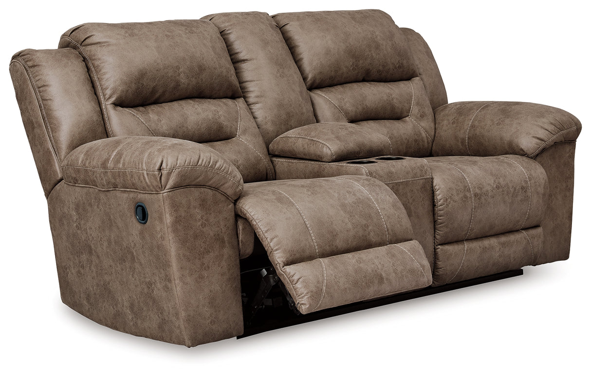 Furniture City Biloxi - Ashley Furniture - Stoneland Living Room - DBL Rec Loveseat w/Console / Fossil - 3990594