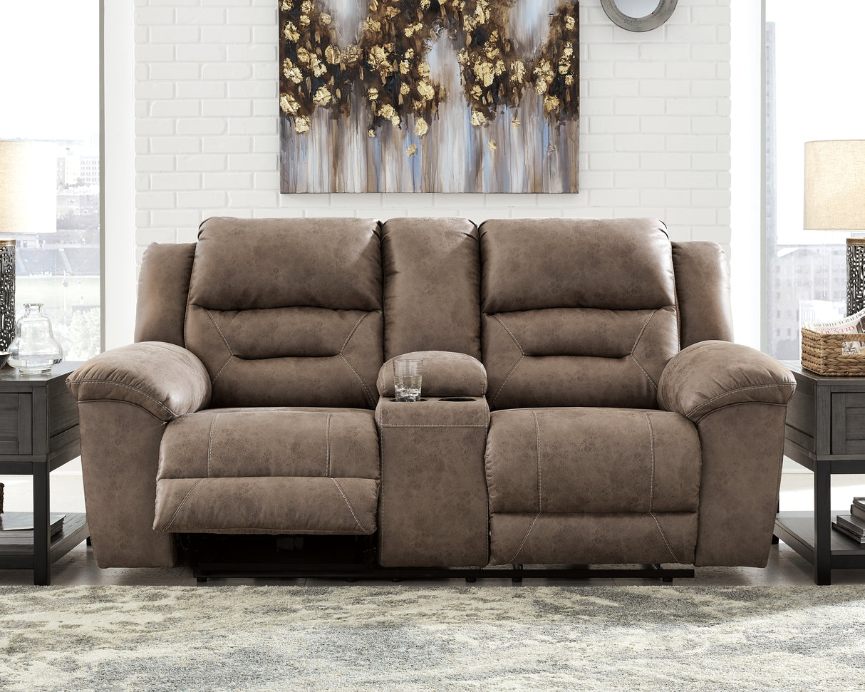 Furniture City Biloxi - Ashley Furniture - Stoneland Living Room - DBL REC PWR Loveseat w/Console / Fossil - 3990596