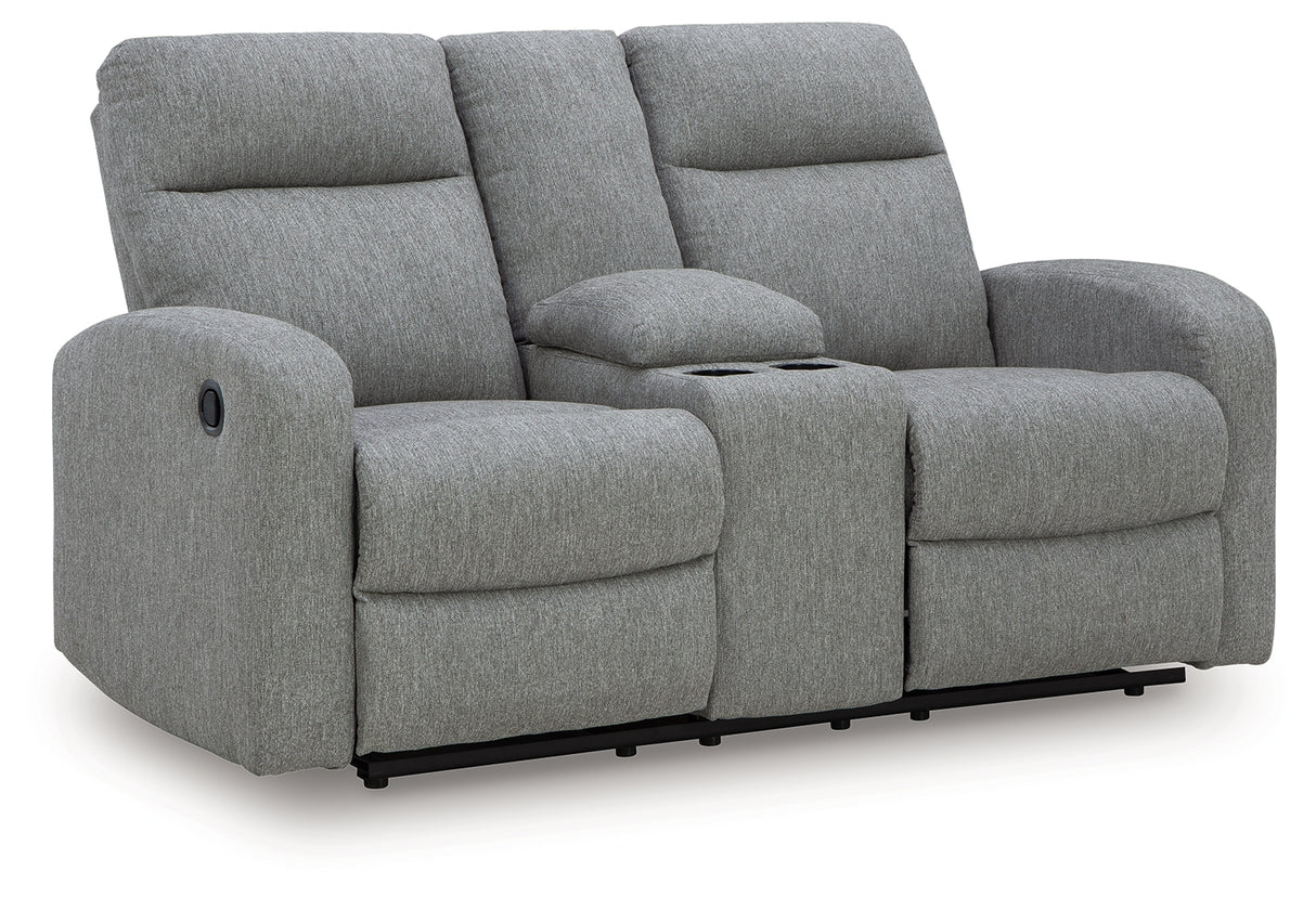 Furniture City Biloxi - Ashley Furniture - Gauntlet Living Room - DBL Rec Loveseat w/Console / Sterling - PC4220494