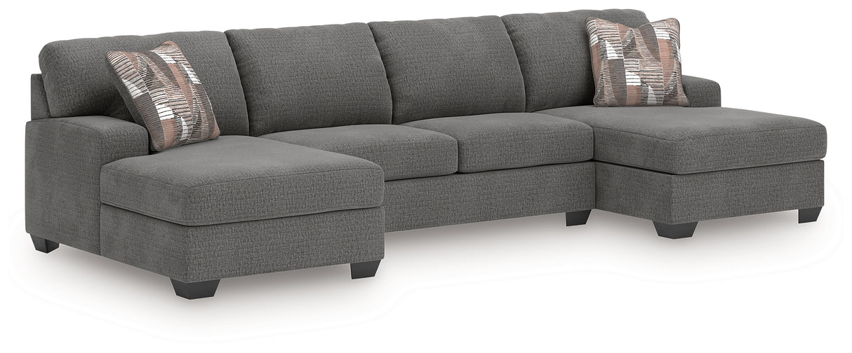 Furniture City Biloxi - Ashley Furniture - Newellen Sectional - RAF 3-Piece Sectional with Double Chaise / Greystone - 48405S3