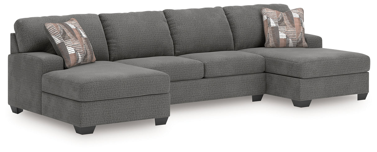 Furniture City Biloxi - Ashley Furniture - Newellen Sectional - RAF 3-Piece Sleeper Sectional with Double Chaise / Greystone - 48405S7