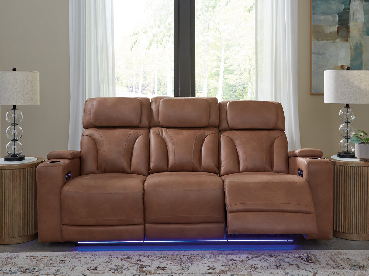 Furniture City Biloxi - Ashley Furniture - Clean-Slate Living Room - PWR REC Sofa with ADJ Headrest / Caramel - PC5010115