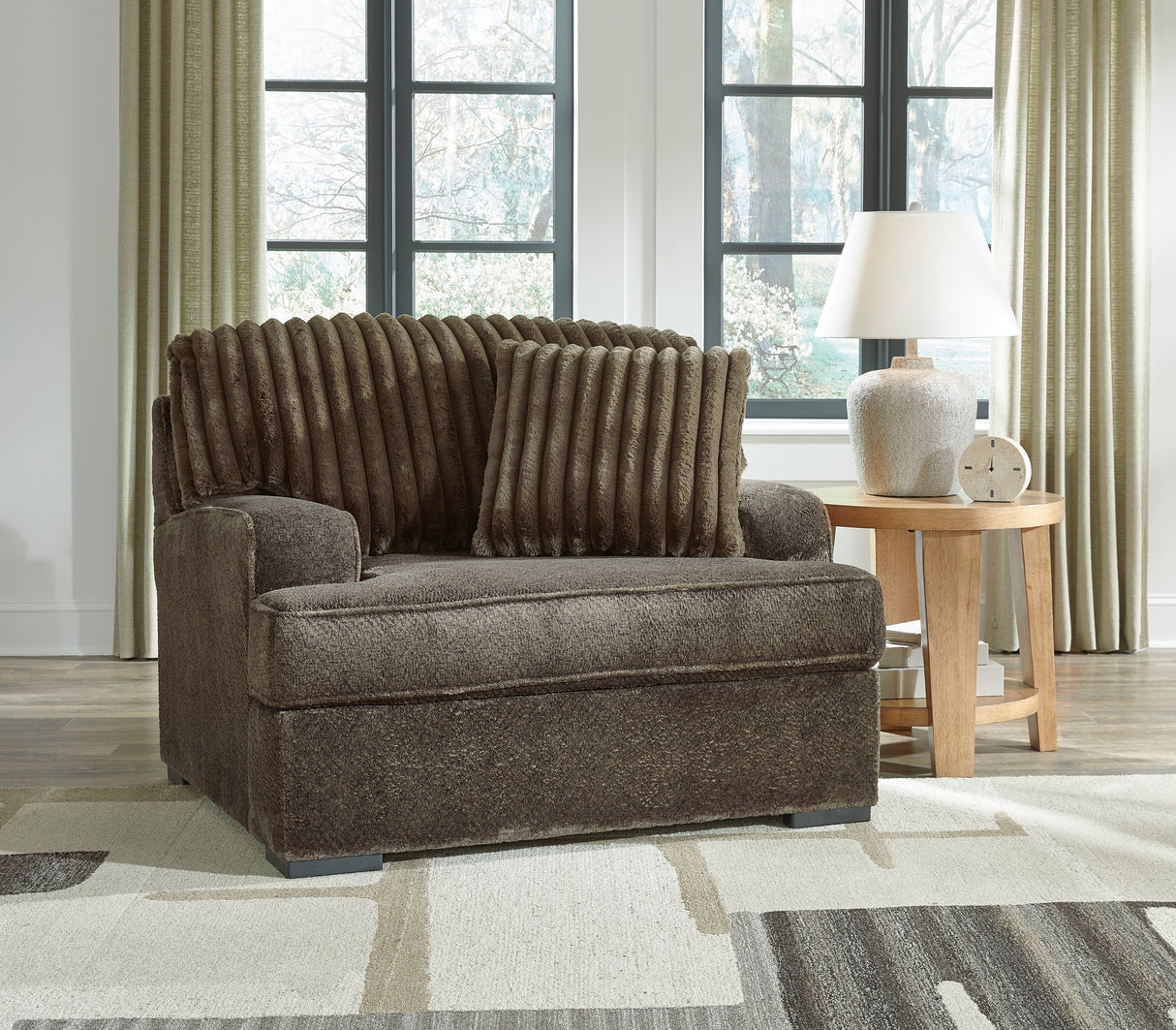 Furniture City Biloxi - Ashley Furniture - Aylesworth Living Room - Chair and a Half / Chocolate - 5370223