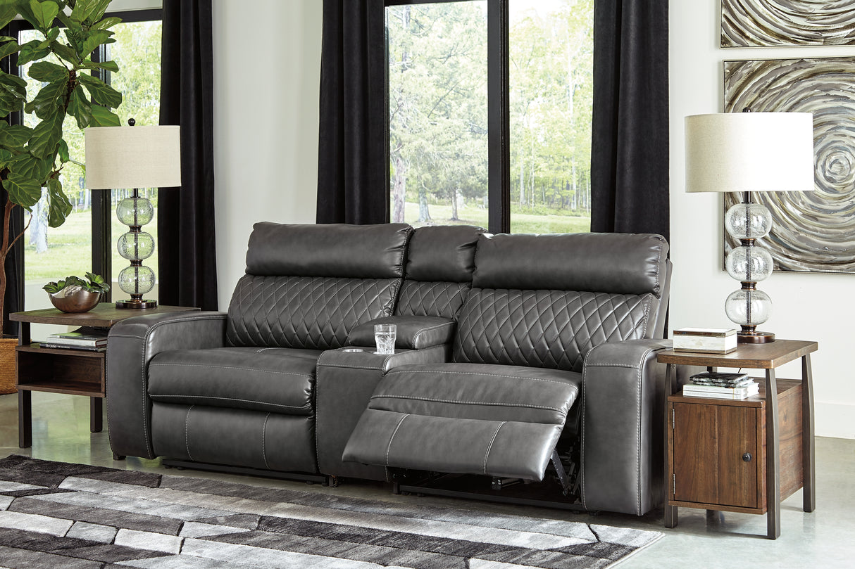 Furniture City Biloxi - Ashley Furniture - Samperstone Sectional - 2-Piece Power Reclining Sectional Loveseat / Gray - 55203S5