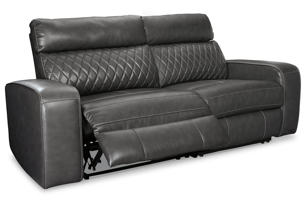 Furniture City Biloxi - Ashley Furniture - Samperstone Sectional - 2-Piece Power Reclining Sectional Loveseat / Gray - 55203S5