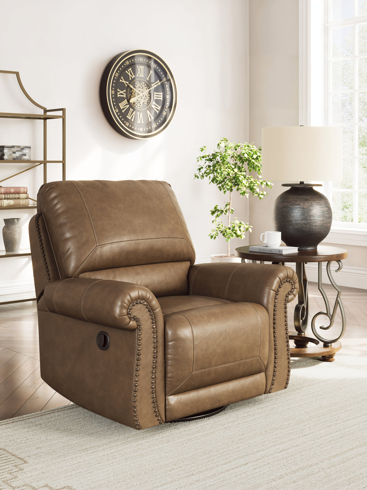 Furniture City Biloxi - Ashley Furniture - Chasemore Living Room - Swivel Glider Recliner / Earth - PC5590261