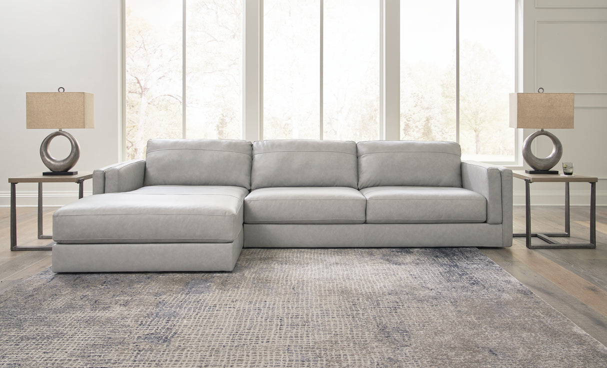 Furniture City Biloxi - Ashley Furniture - Amiata Sectional - RAF 2-Piece Sectional with Chaise / Glacier - 57404S1