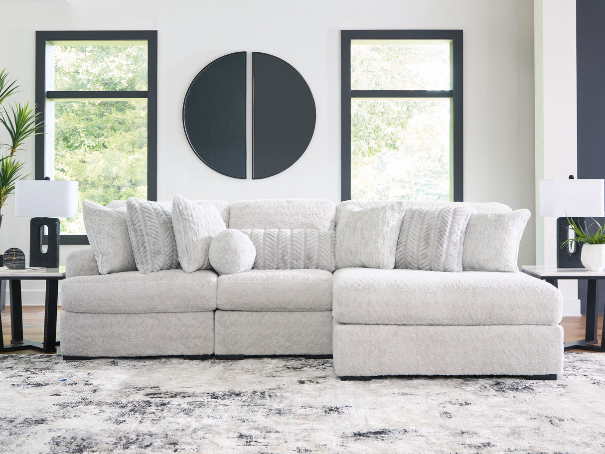 Furniture City Biloxi - Ashley Furniture - Cuddle Plush Sectional - RAF 3-Piece Sectional with Chaise / Arctic - PC59106S1