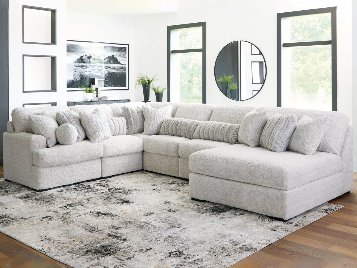 Furniture City Biloxi - Ashley Furniture - Cuddle Plush Sectional - RAF 6-Piece Sectional with Chaise / Arctic - PC59106S3