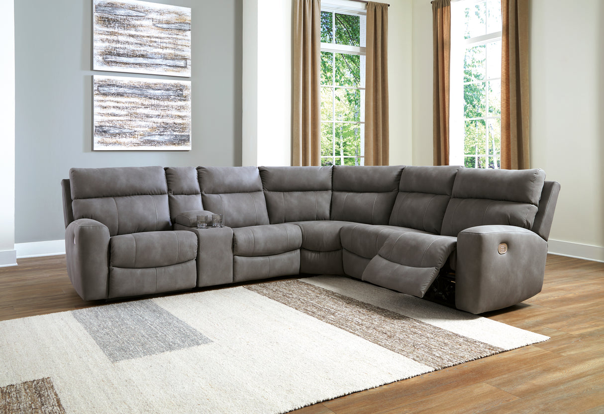 Furniture City Biloxi - Ashley Furniture - Next-Gen DuraPella Sectional - 6-Piece Power Reclining Sectional / Slate - 61003S7