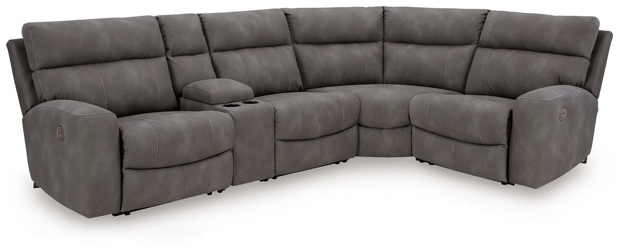 Furniture City Biloxi - Ashley Furniture - Next-Gen DuraPella Sectional - 5-Piece Power Reclining Sectional / Slate - 61003S5