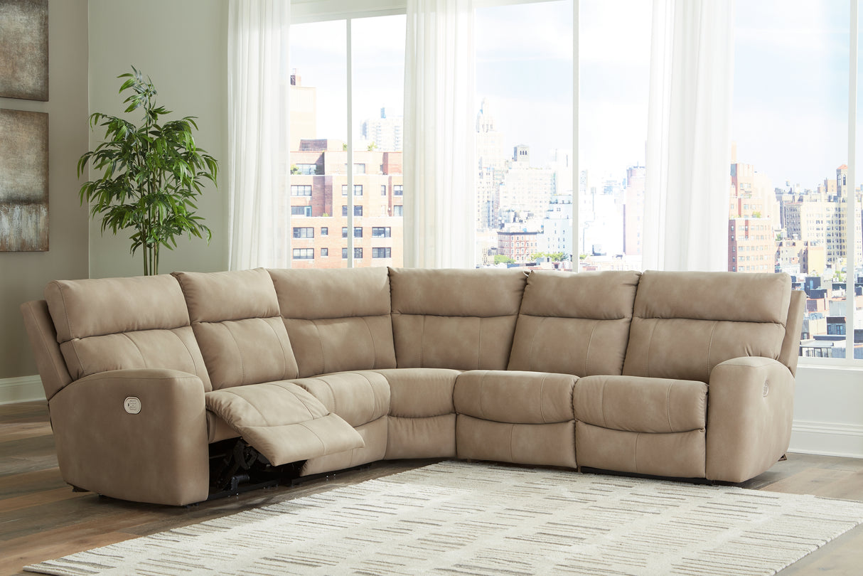 Furniture City Biloxi - Ashley Furniture - Next-Gen DuraPella Sectional - 5-Piece Power Reclining Sectional / Sand - 61004S6