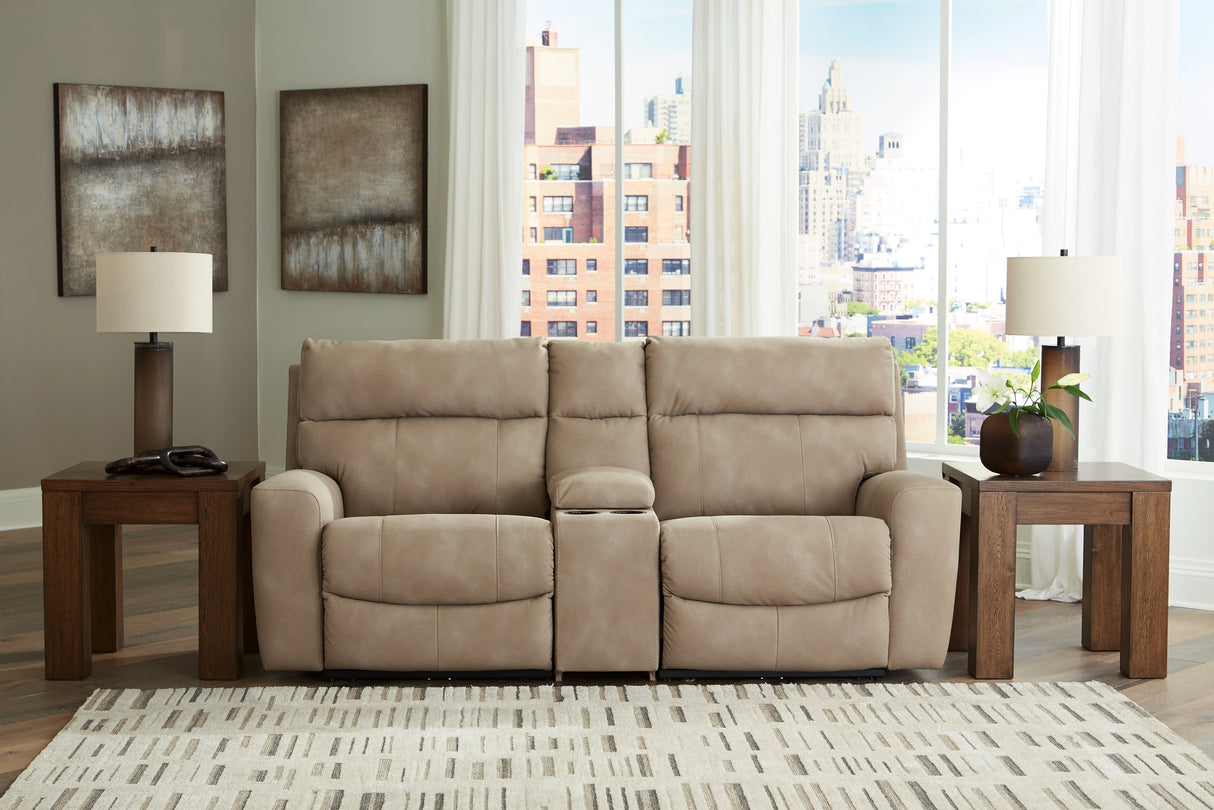 Furniture City Biloxi - Ashley Furniture - Next-Gen DuraPella Sectional - 3-Piece Power Reclining Sectional Loveseat with Console / Sand - 61004S3