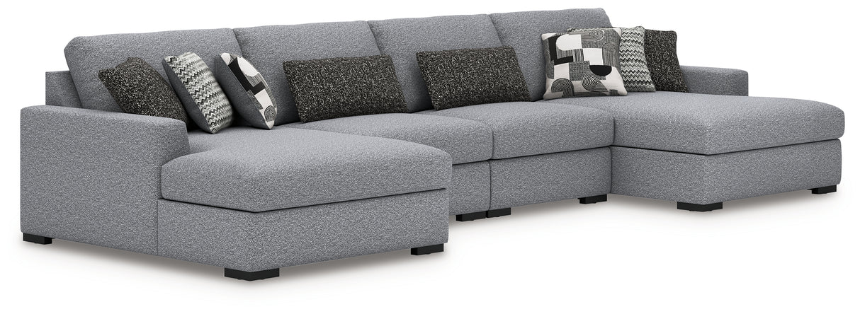 Furniture City Biloxi - Ashley Furniture - Bealton Sectional - RAF 4-Piece Sectional with Double Chaise / Salt and Pepper - 61305S9