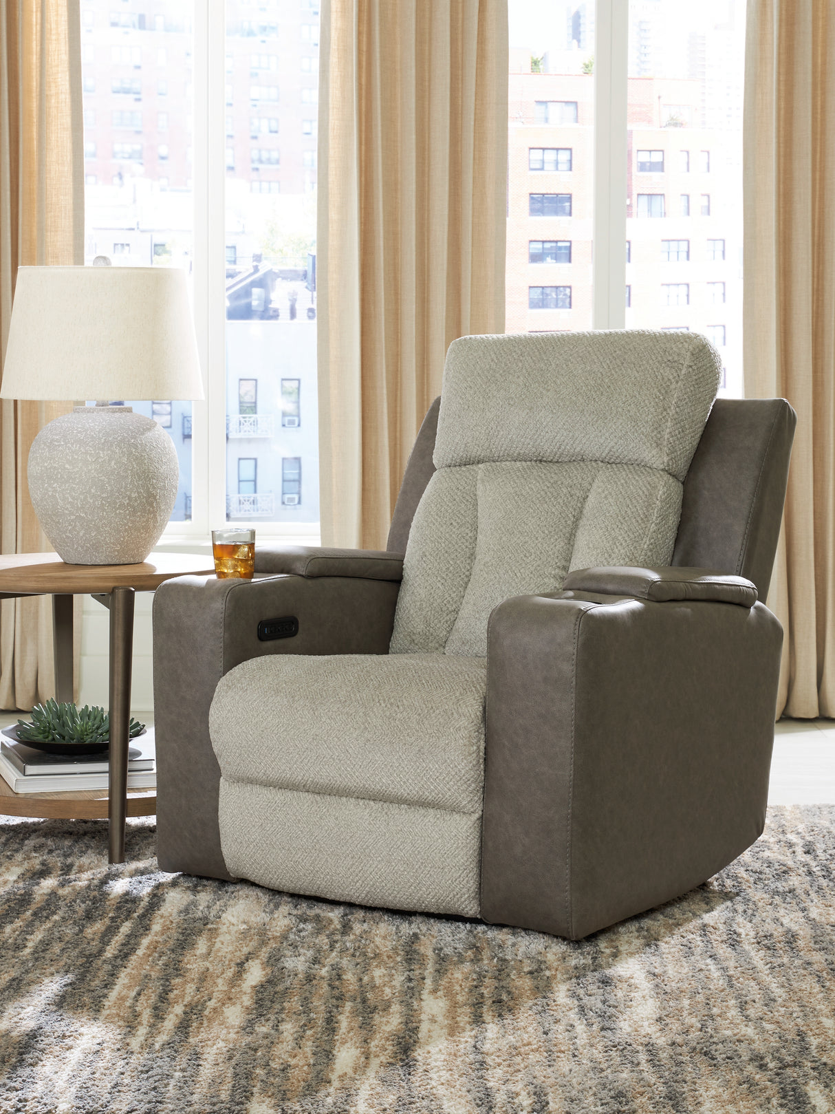 Furniture City Biloxi - Ashley Furniture - WhipLash Living Room - PWR Recliner/ADJ Headrest / Sisal - PC6320413