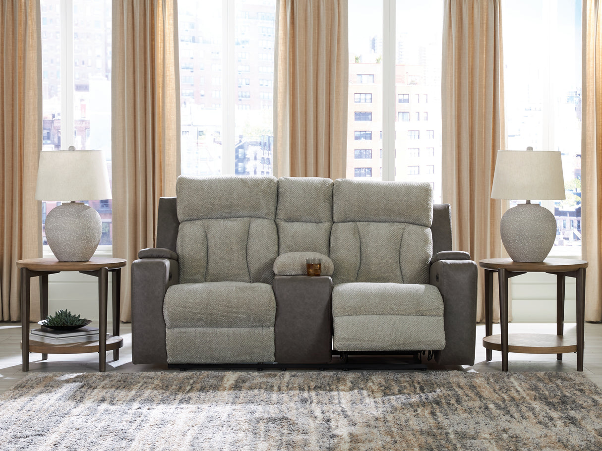 Furniture City Biloxi - Ashley Furniture - WhipLash Living Room - PWR REC Loveseat/CON/ADJ HDRST / Sisal - PC6320418