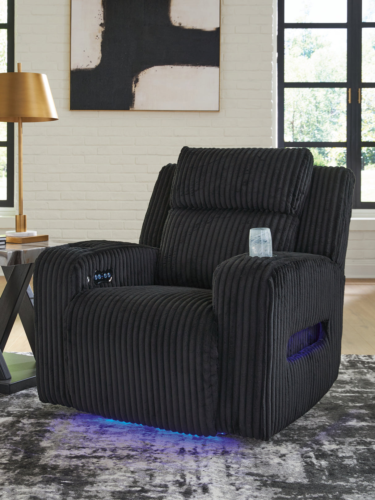 Furniture City Biloxi - Ashley Furniture - Forest Lake Living Room - PWR Recliner/ADJ Headrest / Black - PC6420213
