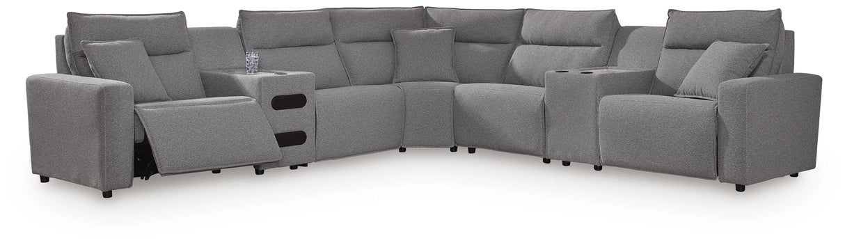 Furniture City Biloxi - Ashley Furniture - Modmax II 7-Piece Power Reclining Sectional with Audio Consoles - 7-Piece Power Reclining Sectional with Audio Consoles - 65906S48