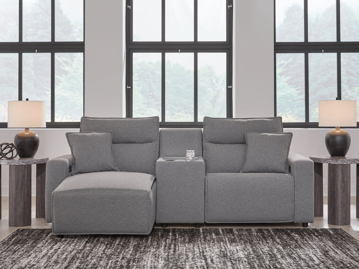 Furniture City Biloxi - Ashley Furniture - ModMax II Sectional - 3-Piece Power Reclining Sectional with Chaise and Console / Salt and Pepper - 65906S17