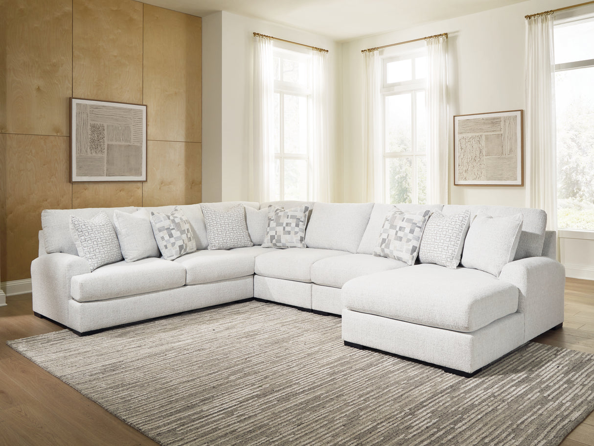 Furniture City Biloxi - Ashley Furniture - Misty-Lakes Sectional - 5-Piece Sectional with Chaise / Chalk - PC66906S11