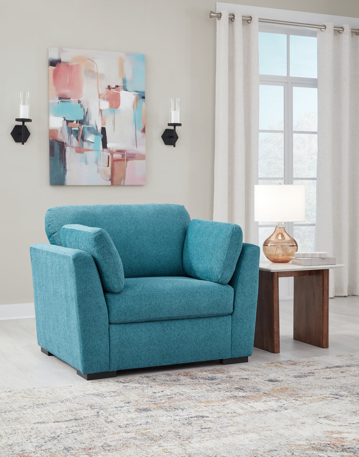 Furniture City Biloxi - Ashley Furniture - Keerwick Living Room - Chair and a Half / Teal - 6750723