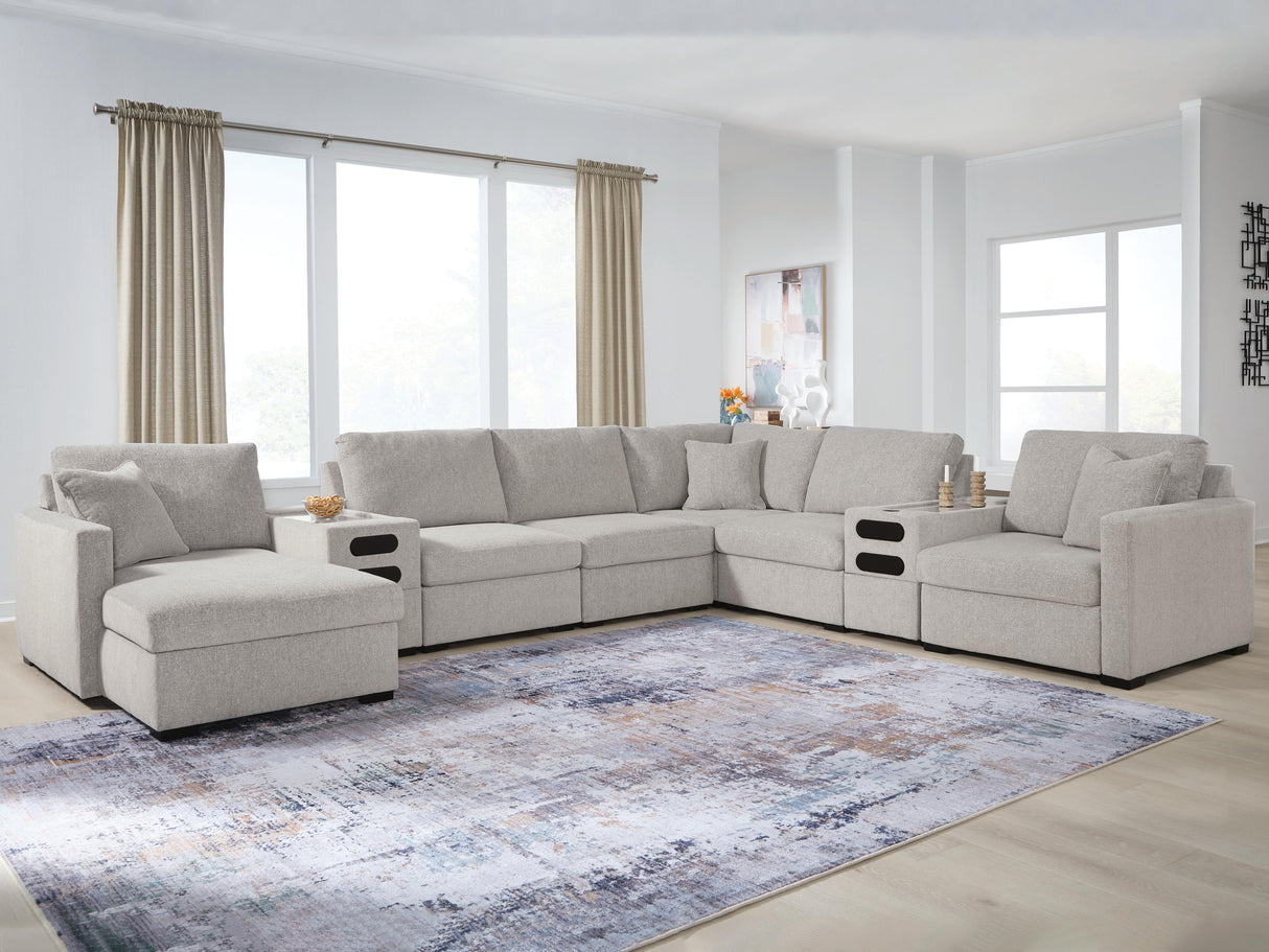 Furniture City Biloxi - Ashley Furniture - ModMax Luxe Sectional - RAF 8-Piece Sectional with Chaise and Audio Consoles / Flint - 68605S41