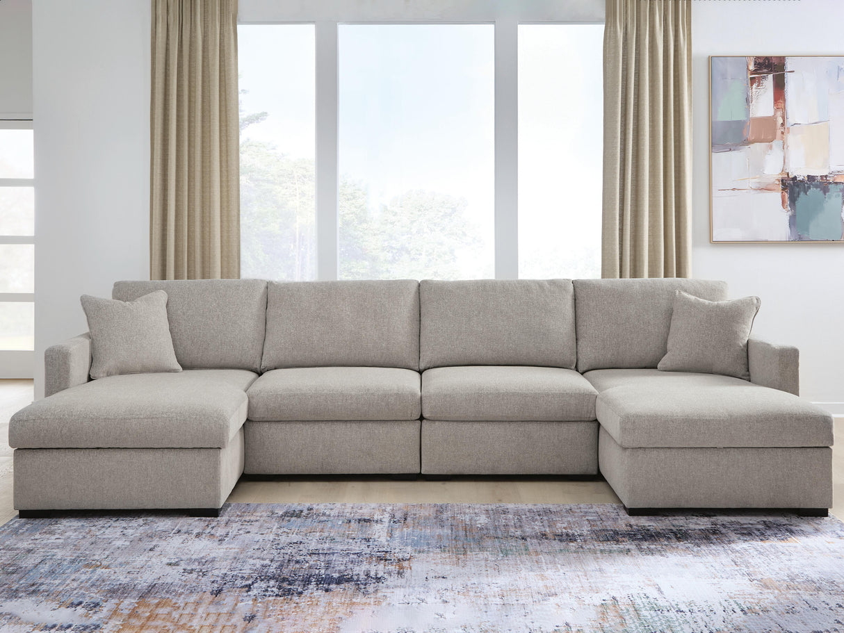 Furniture City Biloxi - Ashley Furniture - ModMax Luxe Sectional - RAF 4-Piece Double Chaise Sectional / Flint - 68605S16