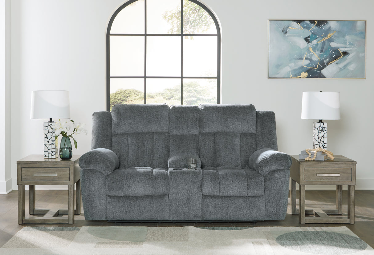 Furniture City Biloxi - Ashley Furniture - Tip-Off Living Room - PWR REC Loveseat/CON/ADJ HDRST / Slate - 6930418