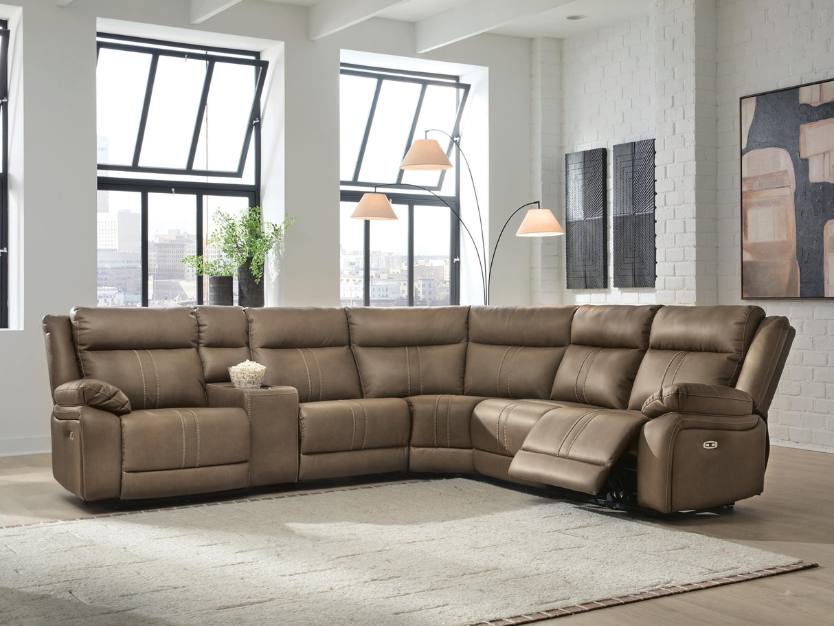 Furniture City Biloxi - Ashley Furniture - Max-Momentum Sectional - 6-Piece Power Reclining Sectional with Audio Console / Biscotti - PC82305S9