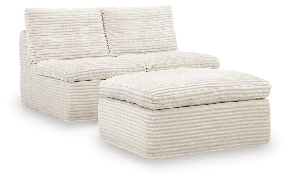 Furniture City Biloxi - Ashley Furniture - Fannin Sectional - 2 Armless Chairs w/Otto (3/CN) / Ivory - PC8430431