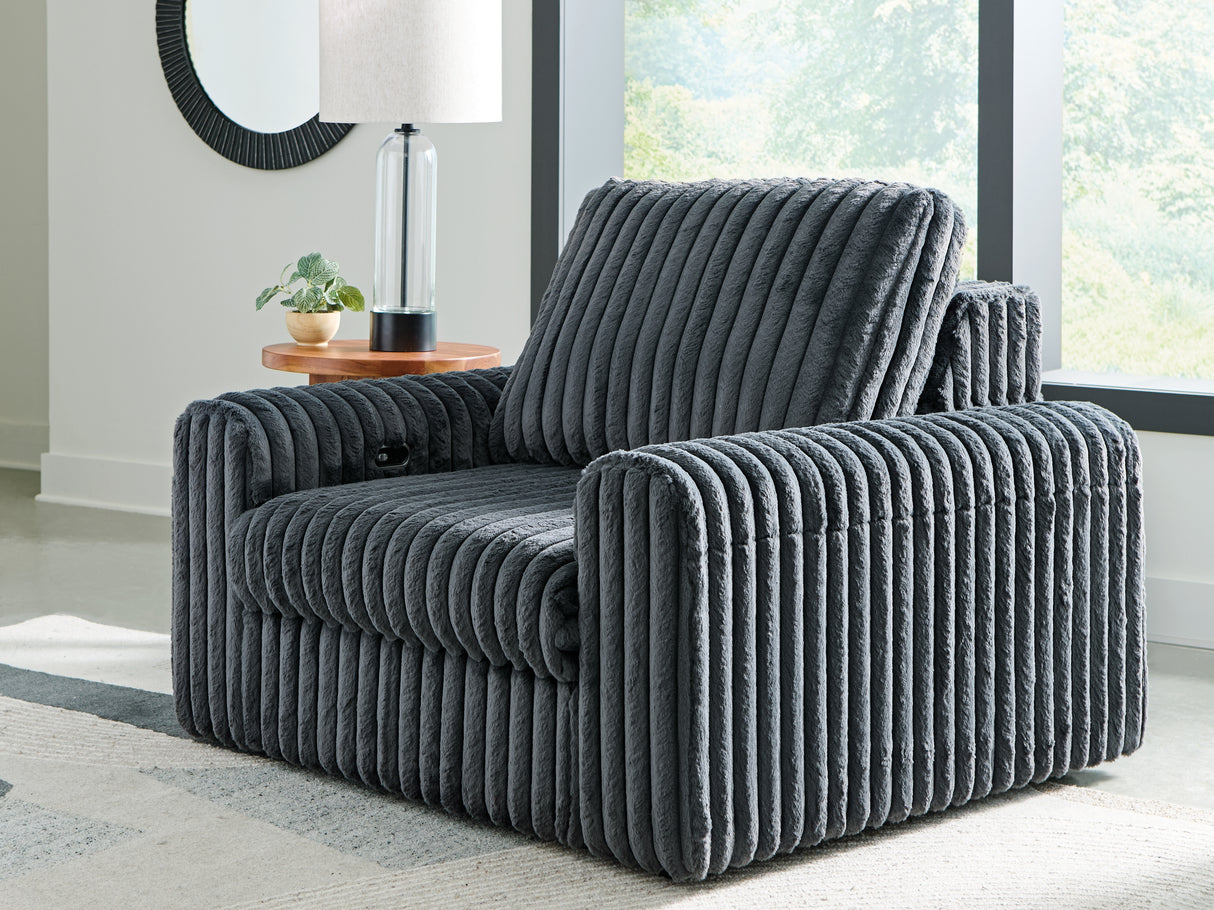 Furniture City Biloxi - Ashley Furniture - HamlinBay Living Room - Power Gliding Chaise / Gunmetal - PC8680515P