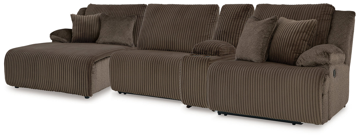 Furniture City Biloxi - Ashley Furniture - Top Tier Sectional - 4-Piece Reclining Sectional with Chaise / Chocolate - 92705S12