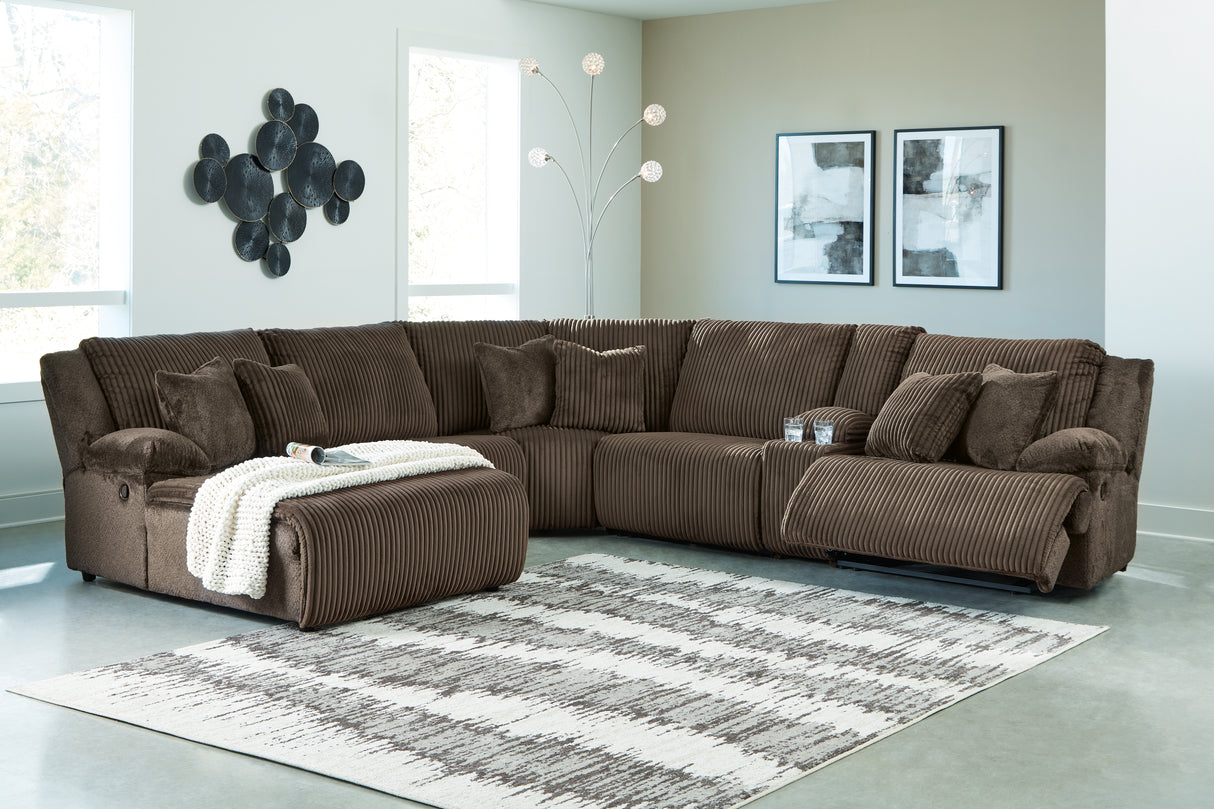 Furniture City Biloxi - Ashley Furniture - Top Tier Sectional - 6-Piece Reclining Sectional with Chaise / Chocolate - 92705S2
