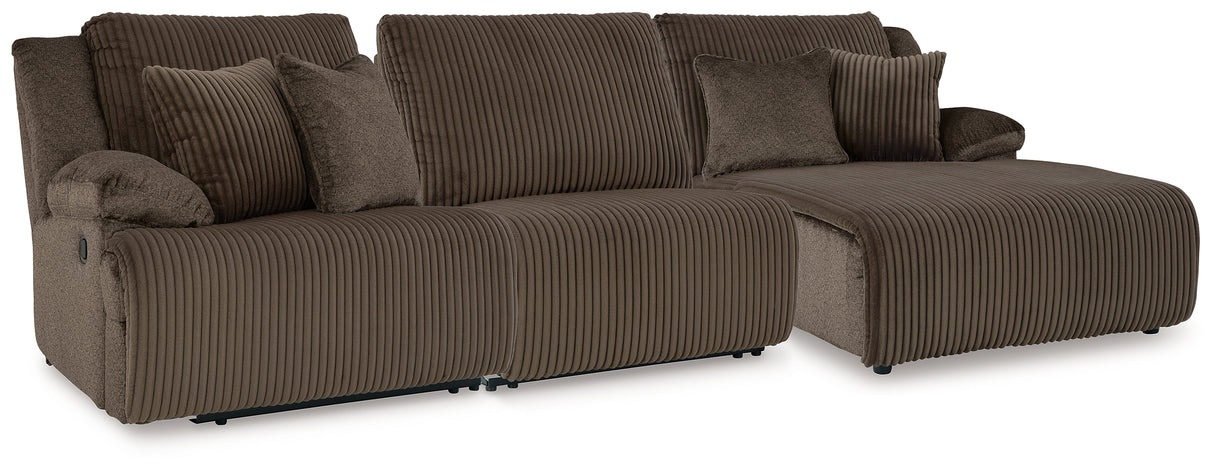 Furniture City Biloxi - Ashley Furniture - Top Tier Sectional - 3-Piece Reclining Sofa Chaise Sectional / Chocolate - 92705S10