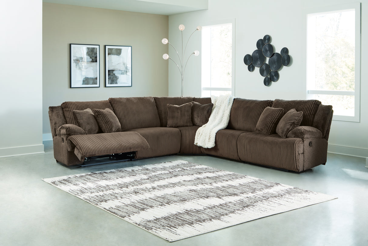 Furniture City Biloxi - Ashley Furniture - Top Tier Sectional - 5-Piece Reclining Sectional / Chocolate - 92705S3