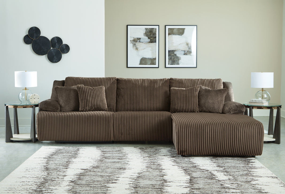 Furniture City Biloxi - Ashley Furniture - Top Tier Sectional - 3-Piece Reclining Sectional Sofa Chaise / Chocolate - 92705S6